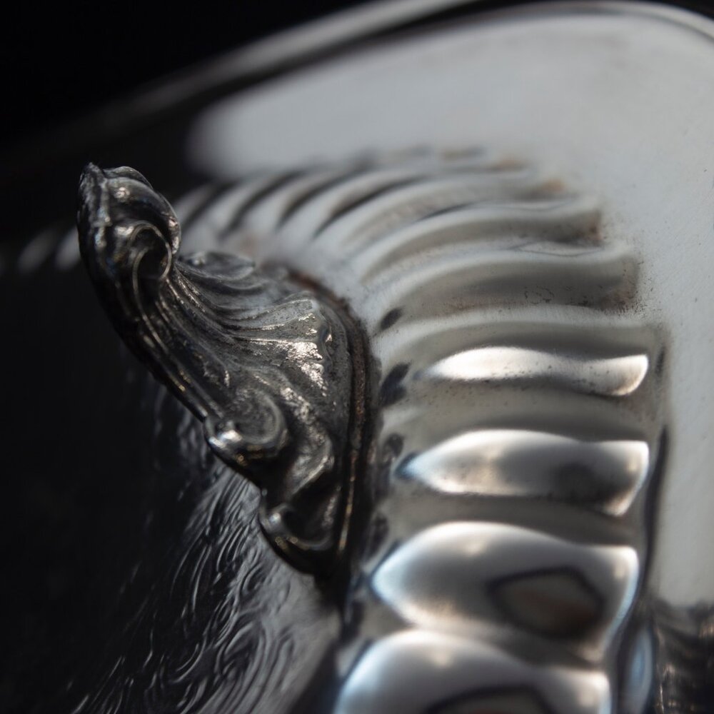 Silver Plated Serving Tray With Intricate Engraving & Handles | Leonard Silver - Picture 9 of 11